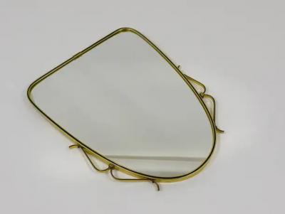 Midcentury Modern Elegant Brass Black Wall mirror Italy 1950s