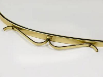 Midcentury Modern Elegant Brass Black Wall mirror Italy 1950s