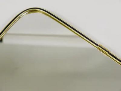 Midcentury Modern Elegant Brass Black Wall mirror Italy 1950s