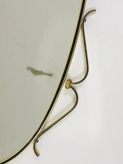Midcentury Modern Elegant Brass Black Wall mirror Italy 1950s