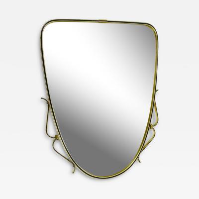 Midcentury Modern Elegant Brass Black Wall mirror Italy 1950s