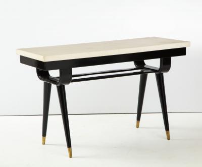 Midcentury Modern Parchment Top Console Table