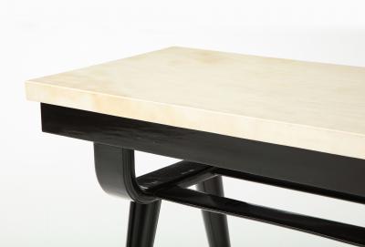 Midcentury Modern Parchment Top Console Table
