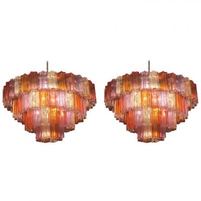 Midcentury Multicolored Murano Glass Tronchi Chandelier T Zuccheri for Venini