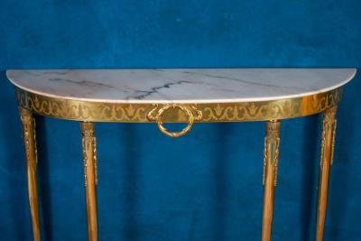 Midcentury Oval Shaped Brass Console Table Italy 1950