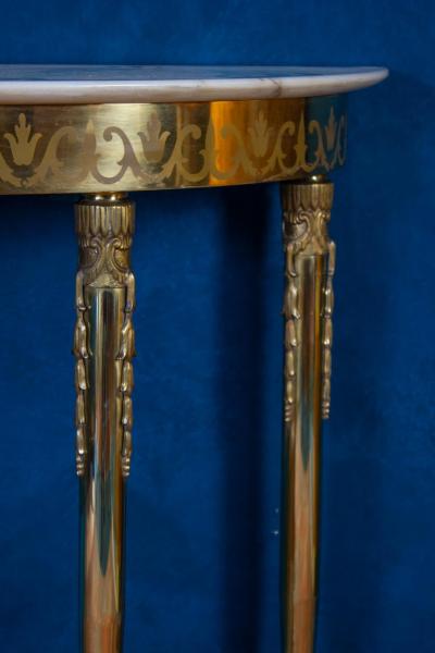 Midcentury Oval Shaped Brass Console Table Italy 1950