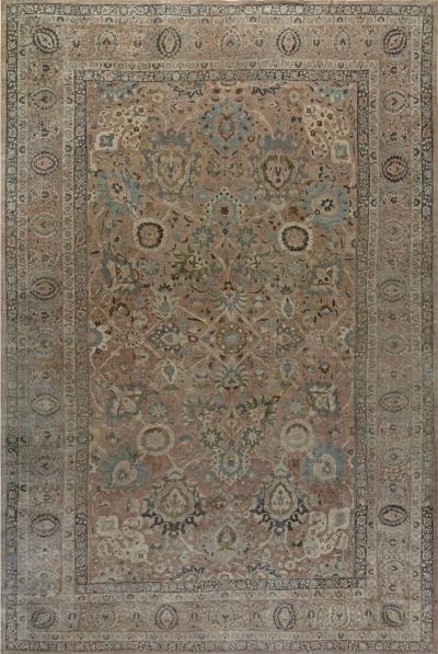 Midcentury Persian Tabriz Hand Knotted Wool Rug