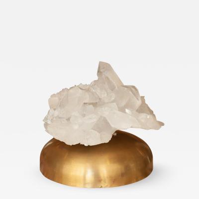 Midcentury Rock Crystal Specimen Lamp with Brass Base