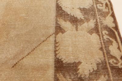 Midcentury Samarkand Beige and Brown Handwoven Wool Rug