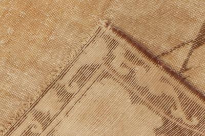 Midcentury Samarkand Beige and Brown Handwoven Wool Rug