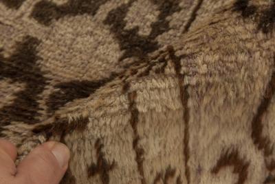 Midcentury Samarkand Beige and Brown Handwoven Wool Rug