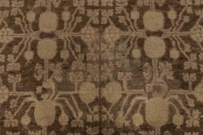 Midcentury Samarkand Beige and Brown Handwoven Wool Rug