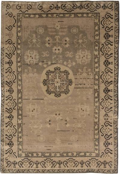 Midcentury Samarkand Brown Handwoven Wool Rug