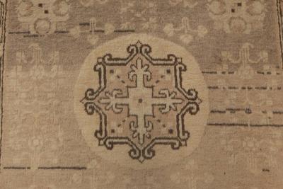 Midcentury Samarkand Brown Handwoven Wool Rug