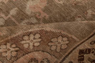 Midcentury Samarkand Brown and Beige Handwoven Wool Rug