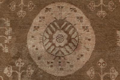 Midcentury Samarkand Brown and Beige Handwoven Wool Rug