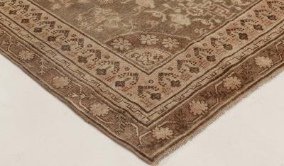 Midcentury Samarkand Brown and Beige Handwoven Wool Rug
