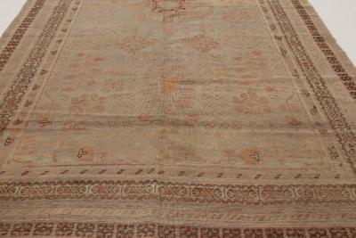 Midcentury Samarkand Handmade Wool Rug in Beige Brown and Orange