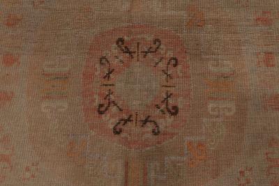 Midcentury Samarkand Handmade Wool Rug in Beige Brown and Orange