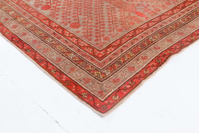 Midcentury Samarkand Handmade Wool Rug in Beige Red and Orange