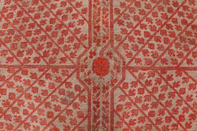 Midcentury Samarkand Handmade Wool Rug in Beige Red and Orange