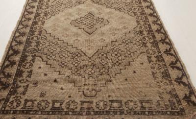 Midcentury Samarkand Handmade Wool Rug in Beige and Brown