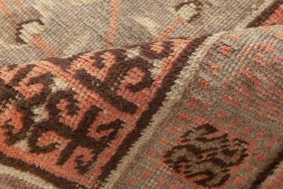 Midcentury Samarkand Handmade Wool Rug in Brown Green and Pink