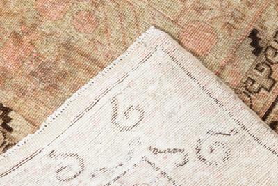Midcentury Samarkand Handmade Wool Rug in Light Gray Beige Brown and Pink