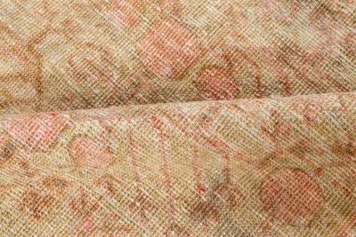 Midcentury Samarkand Handmade Wool Rug in Light Gray Beige Brown and Pink