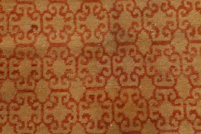 Midcentury Samarkand Handmade Wool Rug in Sandy Beige Orange and Brown