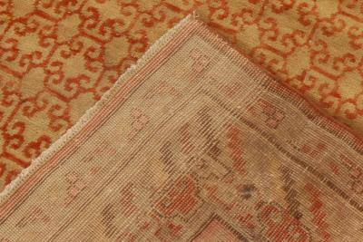 Midcentury Samarkand Handmade Wool Rug in Sandy Beige Orange and Brown