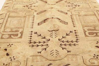 Midcentury Samarkand Handwoven Wool Rug in Beige and Brown Shades