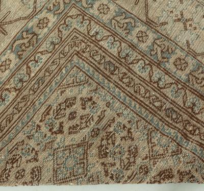 Midcentury Samarkand Handwoven Wool Rug in Chocolate Brown and Beige