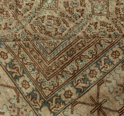 Midcentury Samarkand Handwoven Wool Rug in Chocolate Brown and Beige