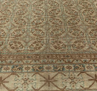 Midcentury Samarkand Handwoven Wool Rug in Chocolate Brown and Beige