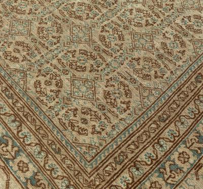 Midcentury Samarkand Handwoven Wool Rug in Chocolate Brown and Beige