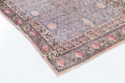 Midcentury Samarkand Purple Pink and Light Blue Handmade Wool Rug