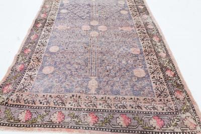 Midcentury Samarkand Purple Pink and Light Blue Handmade Wool Rug