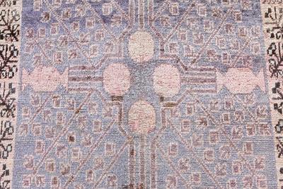 Midcentury Samarkand Purple Pink and Light Blue Handmade Wool Rug