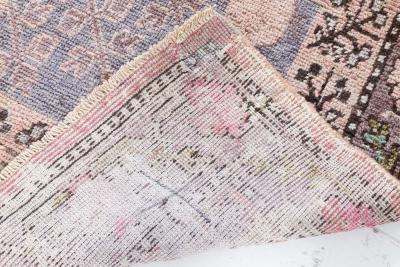 Midcentury Samarkand Purple Pink and Light Blue Handmade Wool Rug