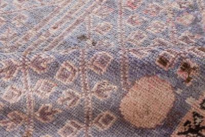 Midcentury Samarkand Purple Pink and Light Blue Handmade Wool Rug