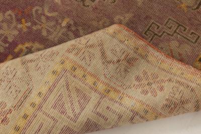 Midcentury Samarkand Purple and Brown Hand Knotted Wool Rug