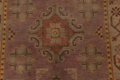 Midcentury Samarkand Purple and Brown Hand Knotted Wool Rug