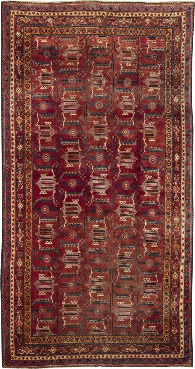 Midcentury Samarkand Red Handmade Wool Rug