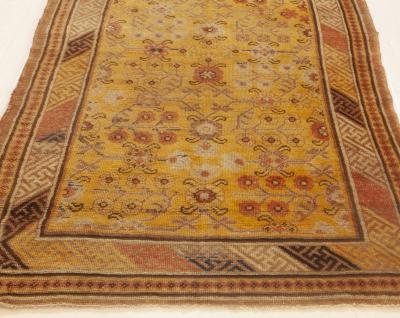 Midcentury Samarkand Warm Caramel Camel Beige and Brown Handwoven Wool Rug