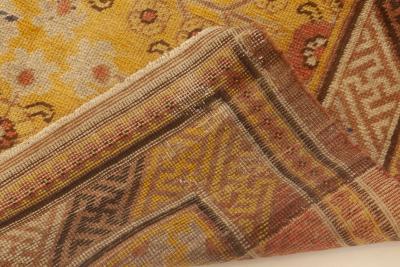 Midcentury Samarkand Warm Caramel Camel Beige and Brown Handwoven Wool Rug