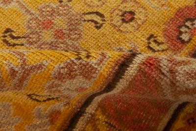 Midcentury Samarkand Warm Caramel Camel Beige and Brown Handwoven Wool Rug
