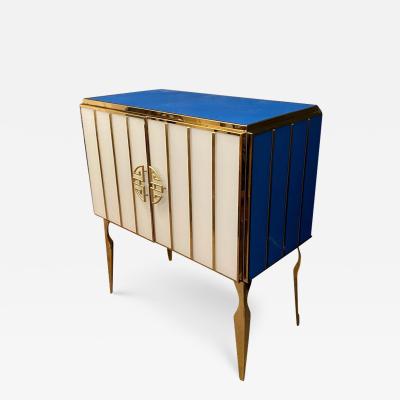 Midcentury Style Brass and Colored Murano Glass Bar Cabinet 2020