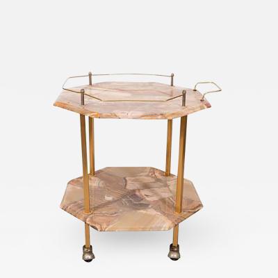Midcentury Two Tiered Agate Cocktail Cart