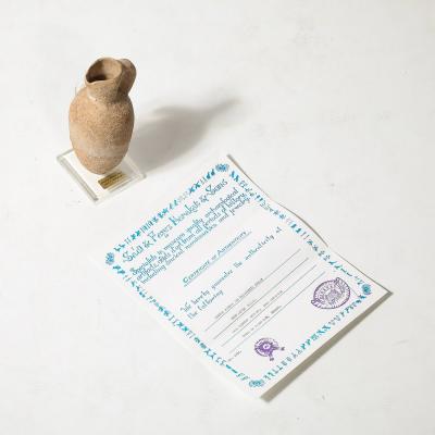 Middle Bronze Age Ancient Israel Terracotta Vessel on Lucite Museum Support
